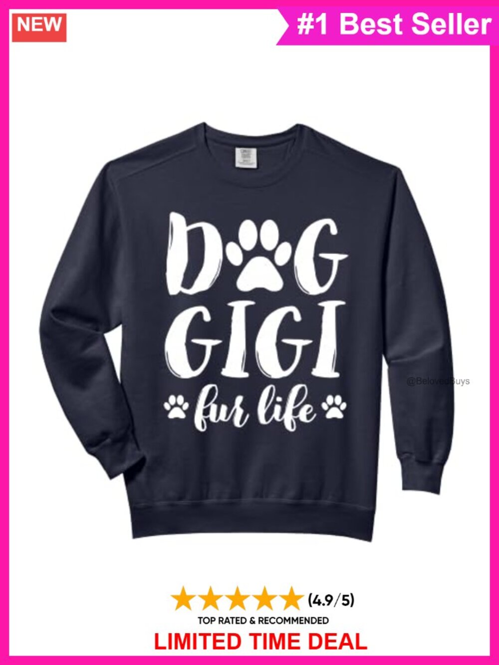 Dog Gigi Fur Life Graphic Sweatshirt Cotton Blend Crew Neck